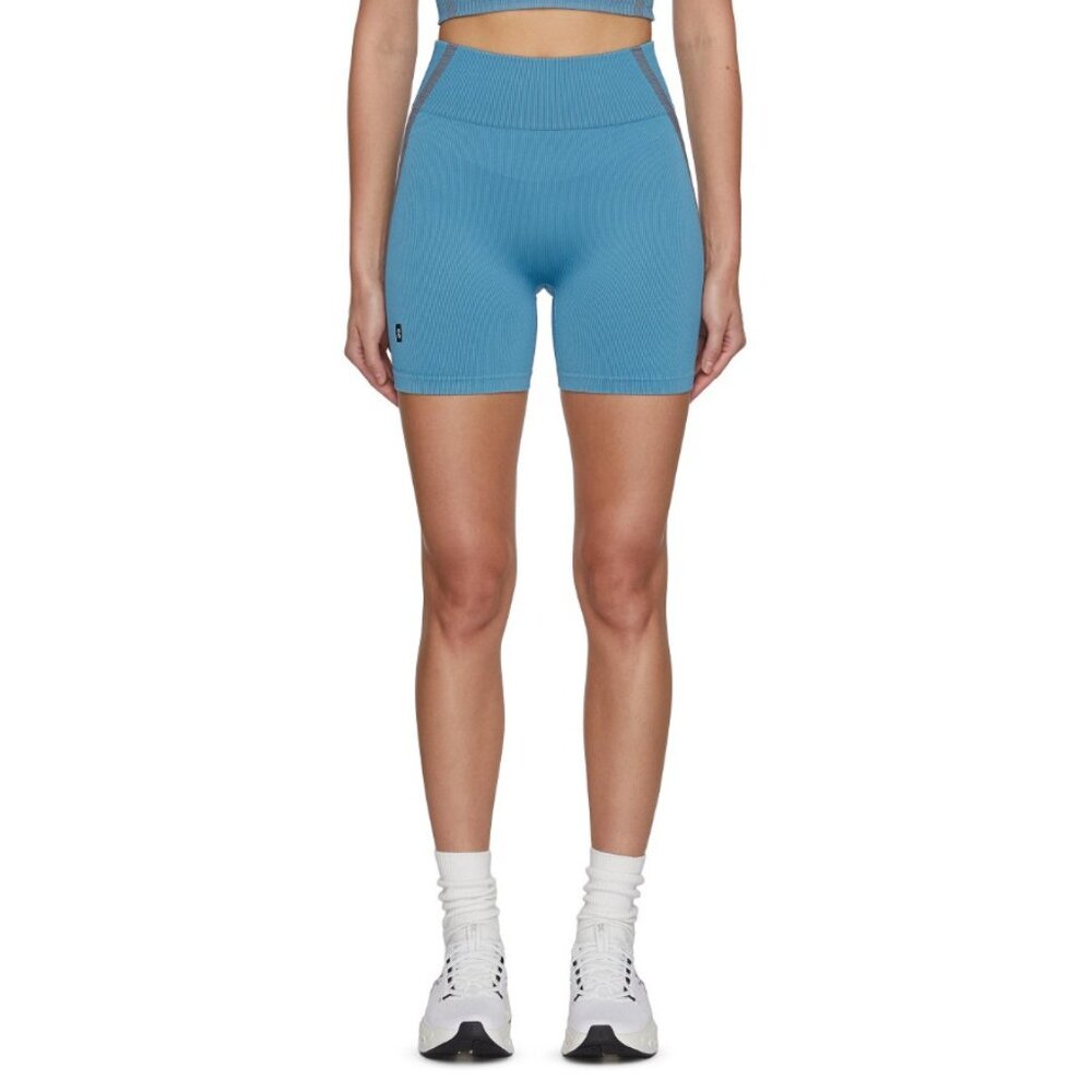 Run On Clouds Womens Studio Knit Shorts Pull On Ribbed Niagara Rock Blue Small‎